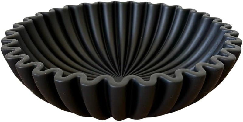 OAOKA Concrete Black Decorative Bowl for Home Decor - Black Fruit Bowl for Kitchen Counter - Black Bowl Decor - Modern Fruit Bowl Black - Centerpiece Bowl - Image 1